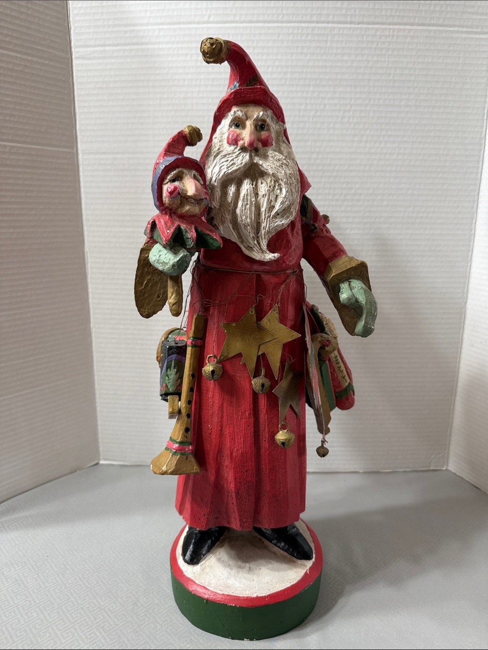 Vintage 1992 House of Hatten Old World Santa Clause Folk Art Stars Toys Jester